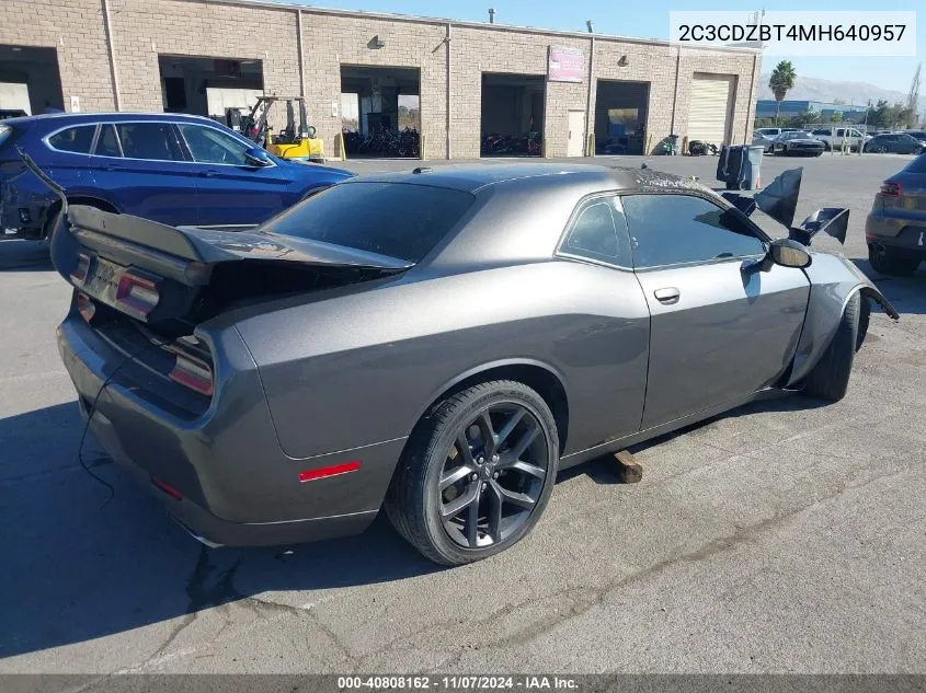 2021 Dodge Challenger R/T VIN: 2C3CDZBT4MH640957 Lot: 40808162