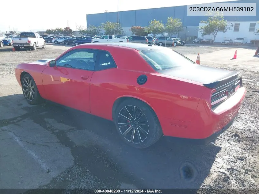 2021 Dodge Challenger Sxt VIN: 2C3CDZAG6MH539102 Lot: 40848239