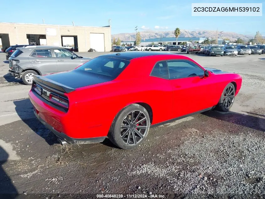 2021 Dodge Challenger Sxt VIN: 2C3CDZAG6MH539102 Lot: 40848239