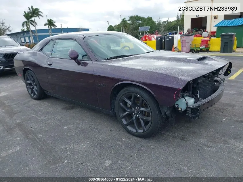 2022 Dodge Challenger R/T VIN: 2C3CDZBT7NH233989 Lot: 38564008