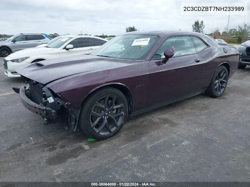 2022 Dodge Challenger R/T VIN: 2C3CDZBT7NH233989 Lot: 38564008