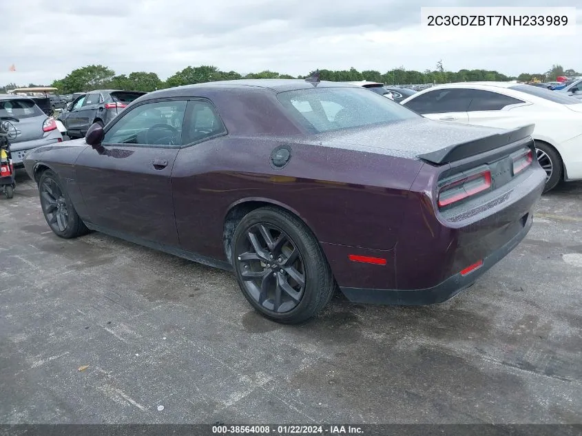 2022 Dodge Challenger R/T VIN: 2C3CDZBT7NH233989 Lot: 38564008