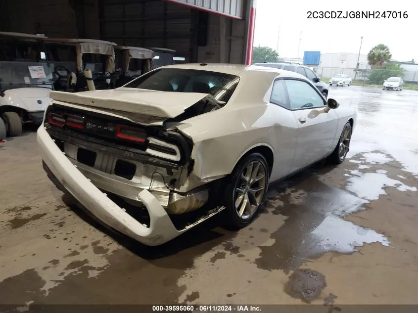 2022 Dodge Challenger Gt VIN: 2C3CDZJG8NH247016 Lot: 39595060