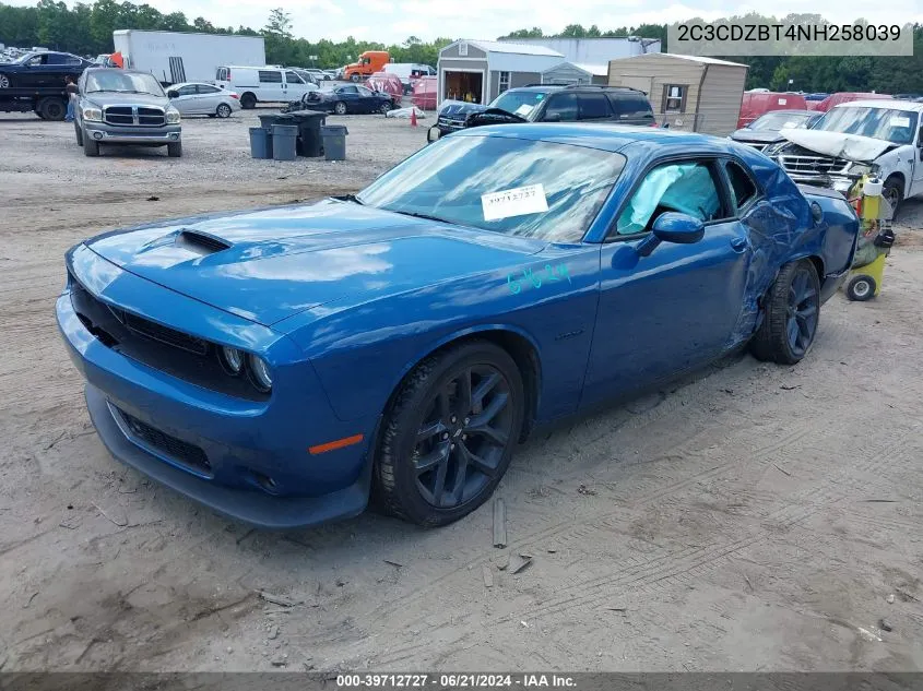 2022 Dodge Challenger R/T VIN: 2C3CDZBT4NH258039 Lot: 39712727