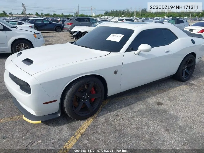 2022 Dodge Challenger Srt Hellcat Redeye VIN: 2C3CDZL94NH171311 Lot: 39815473