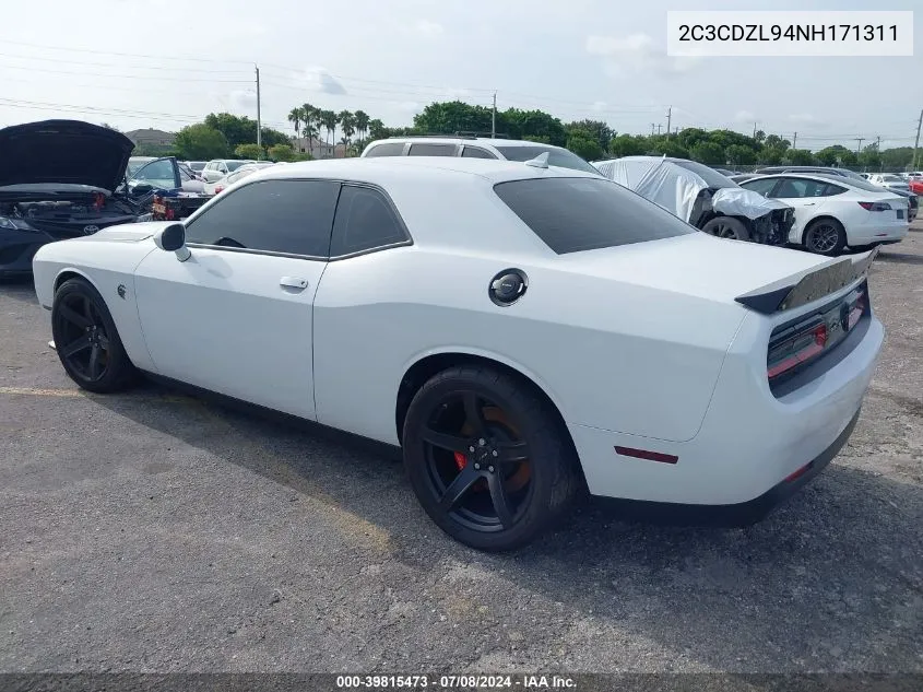 2022 Dodge Challenger Srt Hellcat Redeye VIN: 2C3CDZL94NH171311 Lot: 39815473