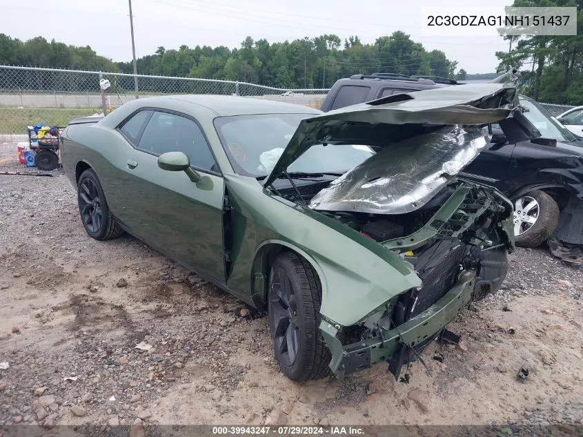 2022 Dodge Challenger Sxt VIN: 2C3CDZAG1NH151437 Lot: 39943247