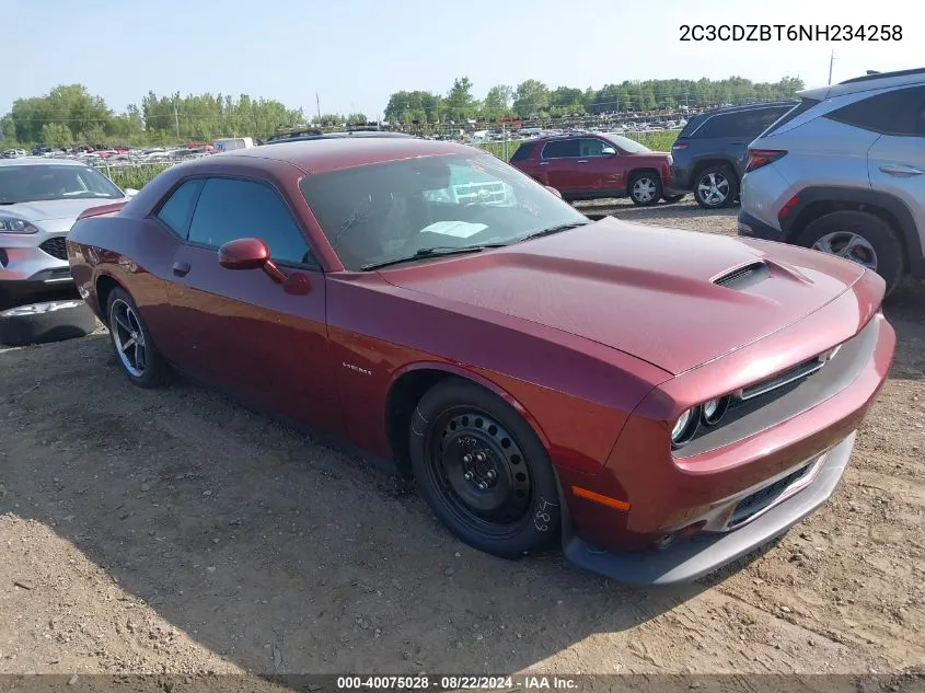 2022 Dodge Challenger R/T VIN: 2C3CDZBT6NH234258 Lot: 40075028