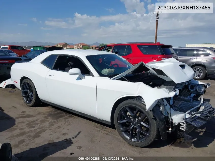 2022 Dodge Challenger Gt VIN: 2C3CDZJGXNH137455 Lot: 40100288