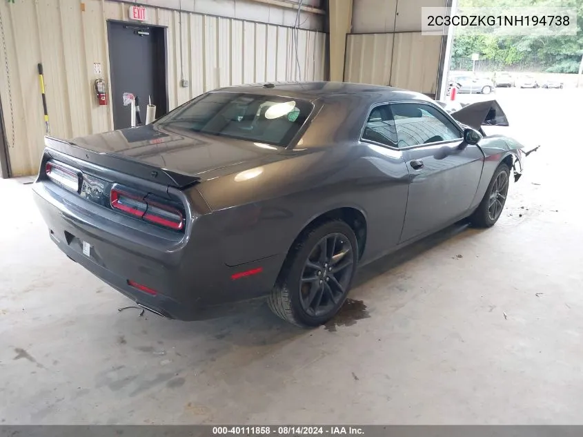 2022 Dodge Challenger Gt Awd VIN: 2C3CDZKG1NH194738 Lot: 40111858