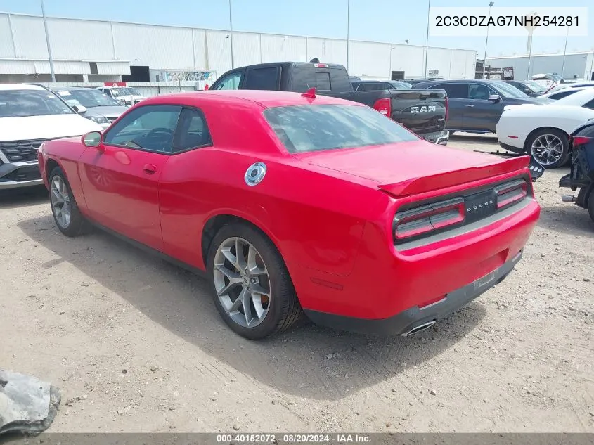 2022 Dodge Challenger Sxt VIN: 2C3CDZAG7NH254281 Lot: 40152072