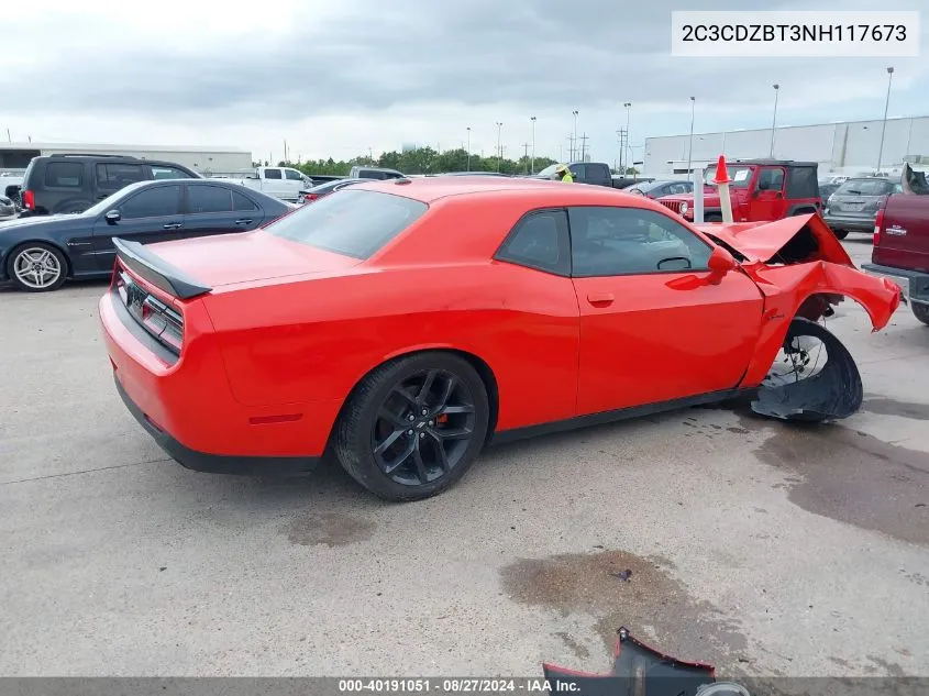 2022 Dodge Challenger R/T VIN: 2C3CDZBT3NH117673 Lot: 40191051