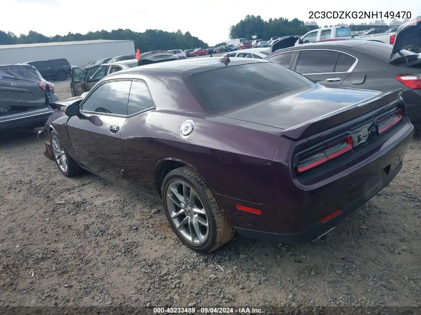 2022 Dodge Challenger Gt VIN: 2C3CDZKG2NH149470 Lot: 40233489