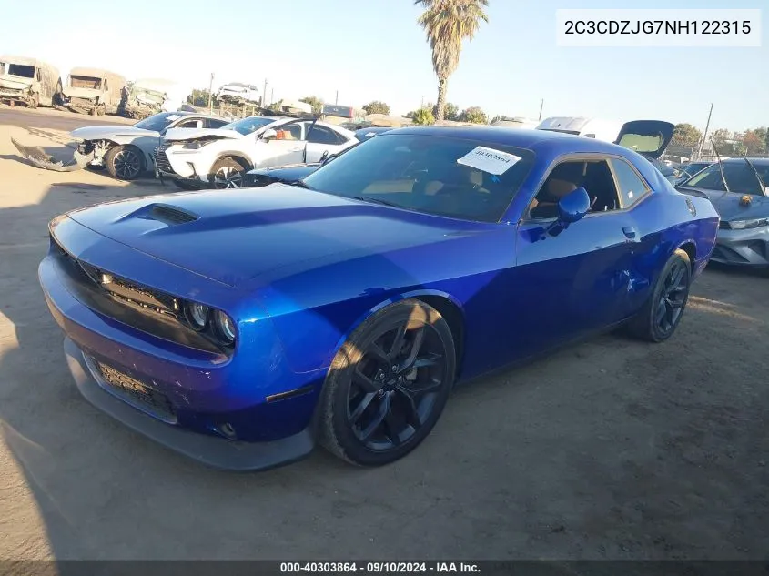 2022 Dodge Challenger Gt VIN: 2C3CDZJG7NH122315 Lot: 40303864