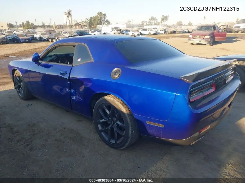 2022 Dodge Challenger Gt VIN: 2C3CDZJG7NH122315 Lot: 40303864