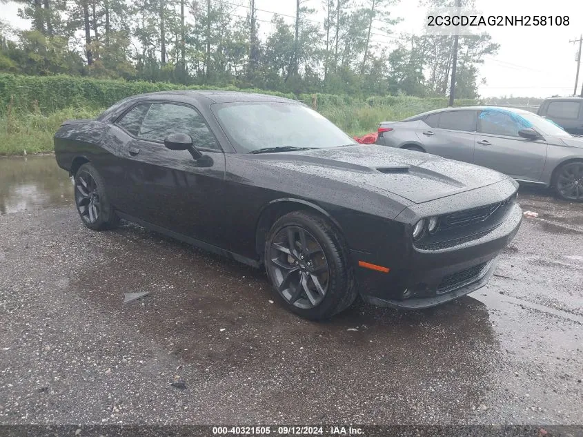 2022 Dodge Challenger Sxt VIN: 2C3CDZAG2NH258108 Lot: 40321505