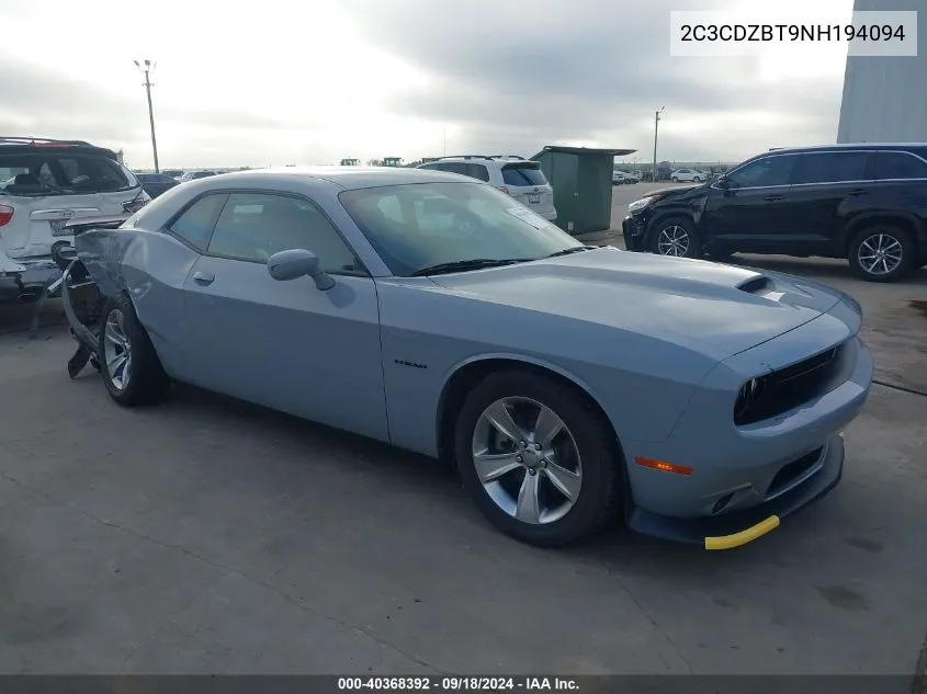 2022 Dodge Challenger R/T VIN: 2C3CDZBT9NH194094 Lot: 40368392