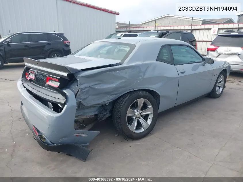 2022 Dodge Challenger R/T VIN: 2C3CDZBT9NH194094 Lot: 40368392