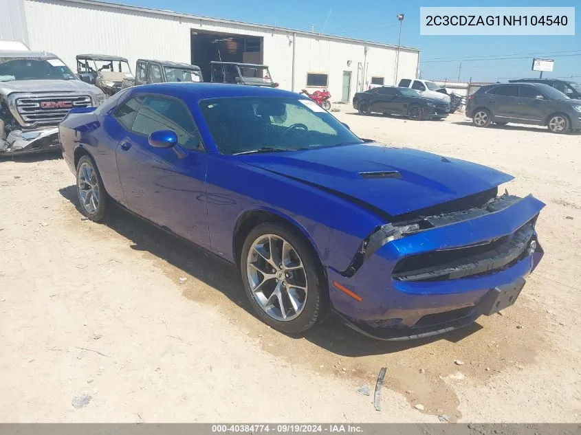 2022 Dodge Challenger Sxt VIN: 2C3CDZAG1NH104540 Lot: 40384774