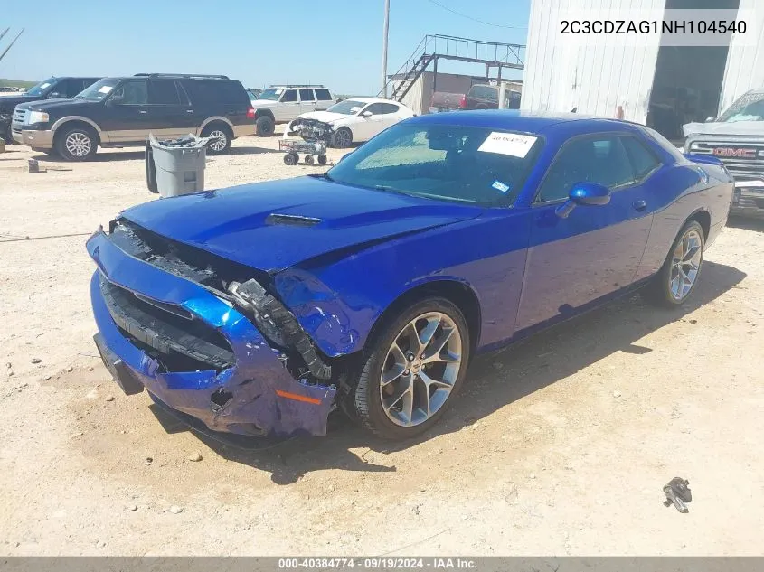 2022 Dodge Challenger Sxt VIN: 2C3CDZAG1NH104540 Lot: 40384774