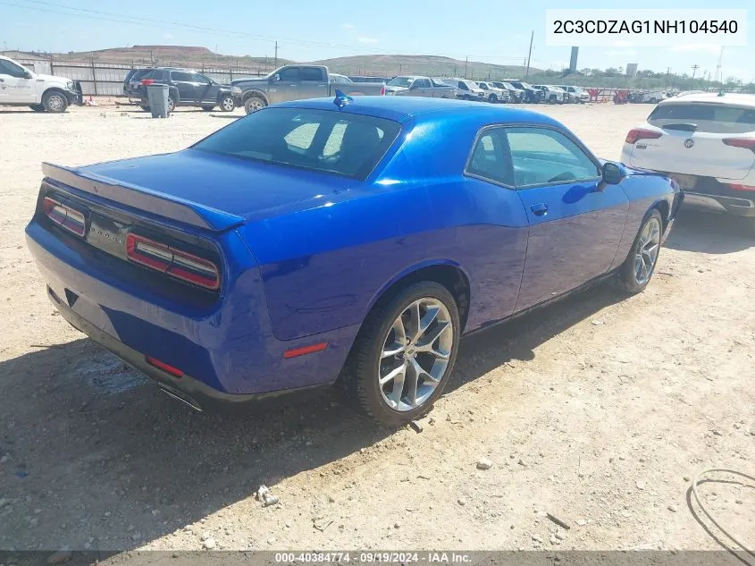 2022 Dodge Challenger Sxt VIN: 2C3CDZAG1NH104540 Lot: 40384774