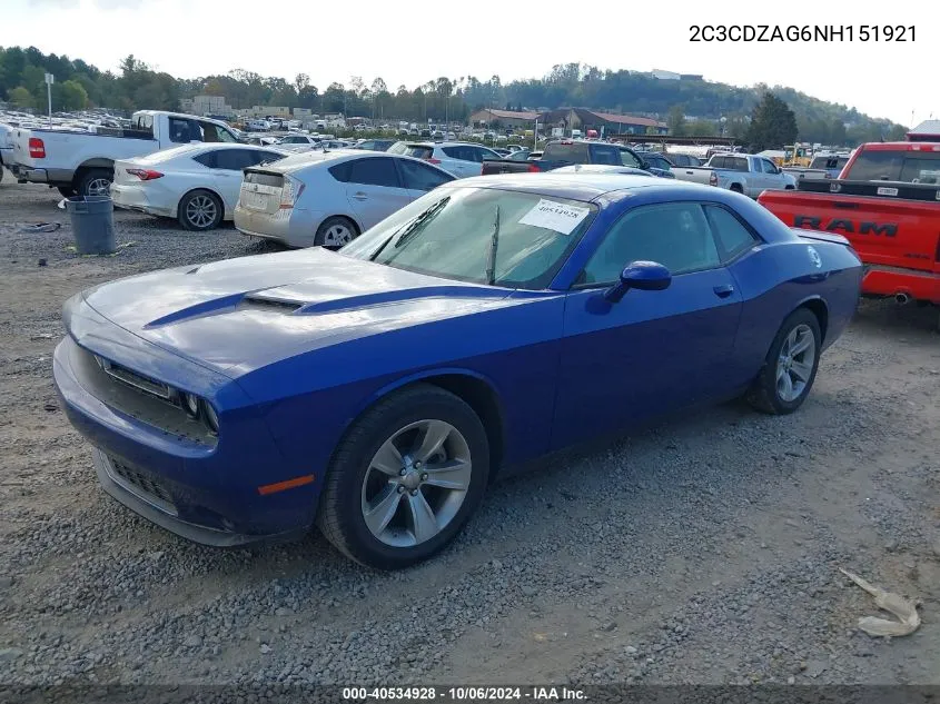 2022 Dodge Challenger Sxt VIN: 2C3CDZAG6NH151921 Lot: 40534928