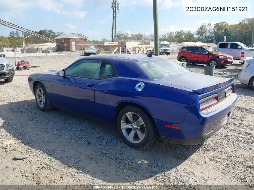 2022 Dodge Challenger Sxt VIN: 2C3CDZAG6NH151921 Lot: 40534928