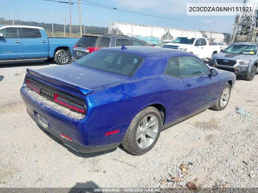 2022 Dodge Challenger Sxt VIN: 2C3CDZAG6NH151921 Lot: 40534928