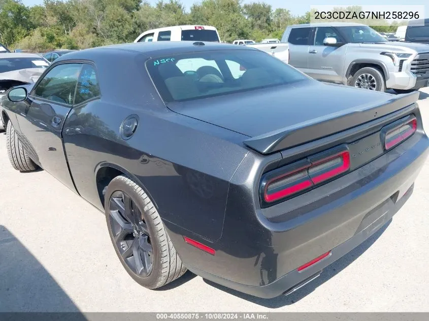 2022 Dodge Challenger Sxt VIN: 2C3CDZAG7NH258296 Lot: 40550875