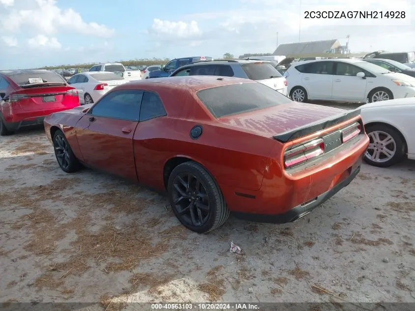 2022 Dodge Challenger Sxt VIN: 2C3CDZAG7NH214928 Lot: 40563103