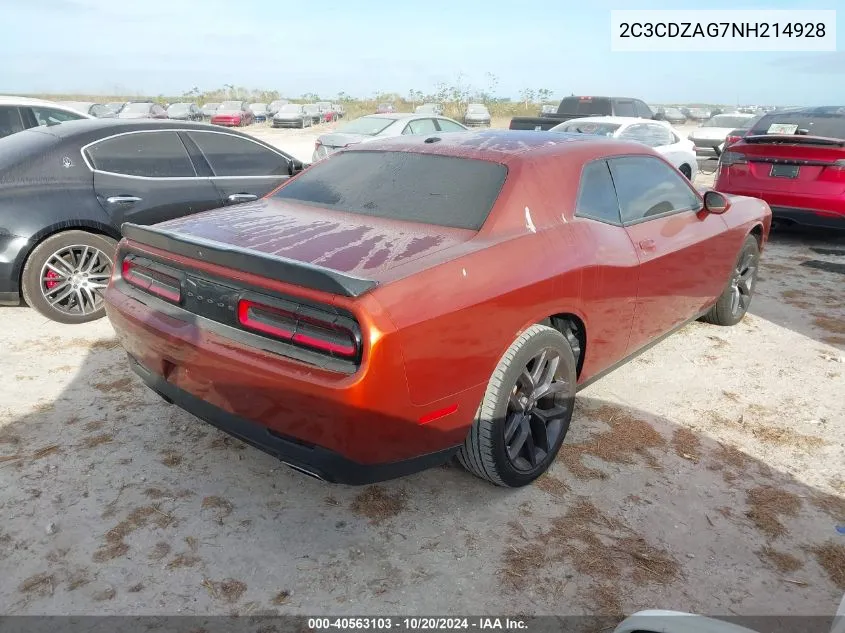 2C3CDZAG7NH214928 2022 Dodge Challenger Sxt