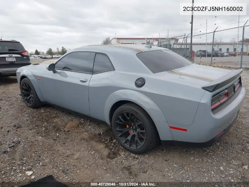 2022 Dodge Challenger R/T Scat Pack Widebody VIN: 2C3CDZFJ5NH160002 Lot: 40729046