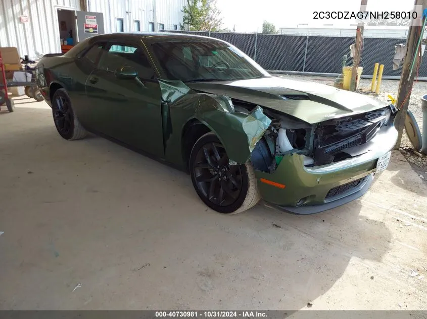 2022 Dodge Challenger Sxt VIN: 2C3CDZAG7NH258010 Lot: 40730981