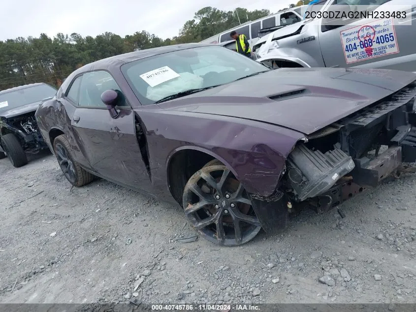 2022 Dodge Challenger Sxt VIN: 2C3CDZAG2NH233483 Lot: 40745786