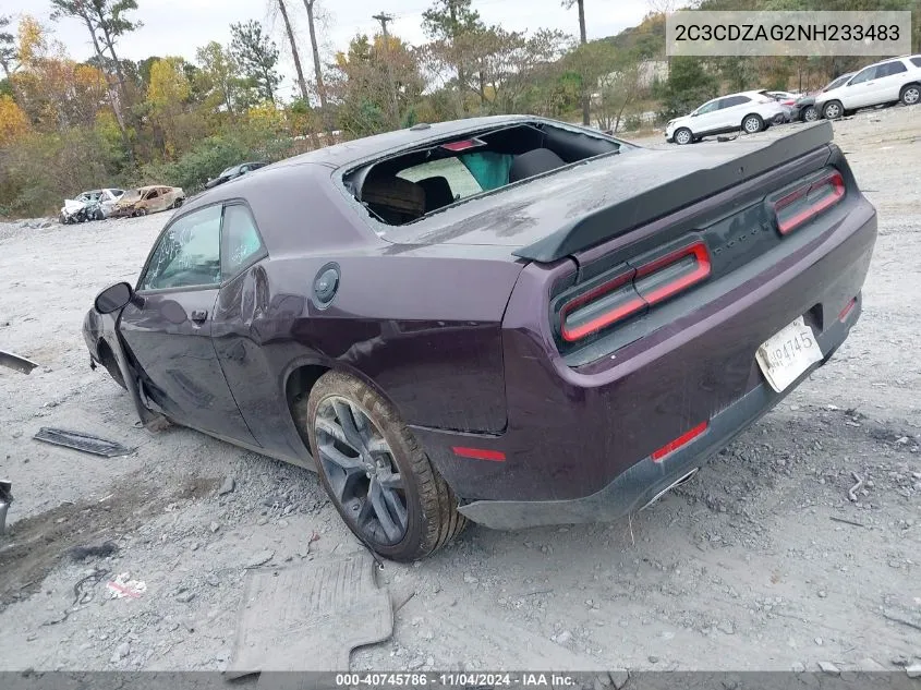 2022 Dodge Challenger Sxt VIN: 2C3CDZAG2NH233483 Lot: 40745786