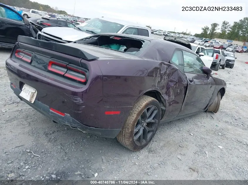 2022 Dodge Challenger Sxt VIN: 2C3CDZAG2NH233483 Lot: 40745786