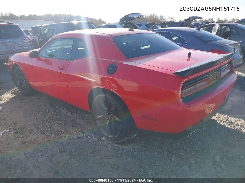 2C3CDZAG5NH151716 2022 Dodge Challenger Sxt