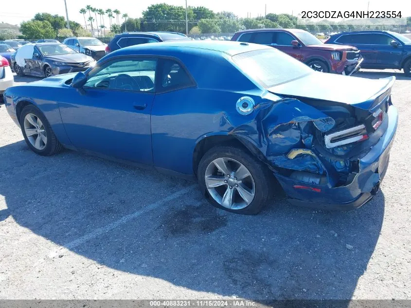 2022 Dodge Challenger Sxt VIN: 2C3CDZAG4NH223554 Lot: 40883231