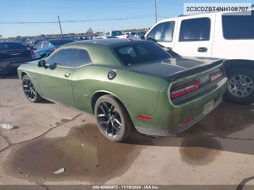 2022 Dodge Challenger R/T VIN: 2C3CDZBT4NH108707 Lot: 40888972