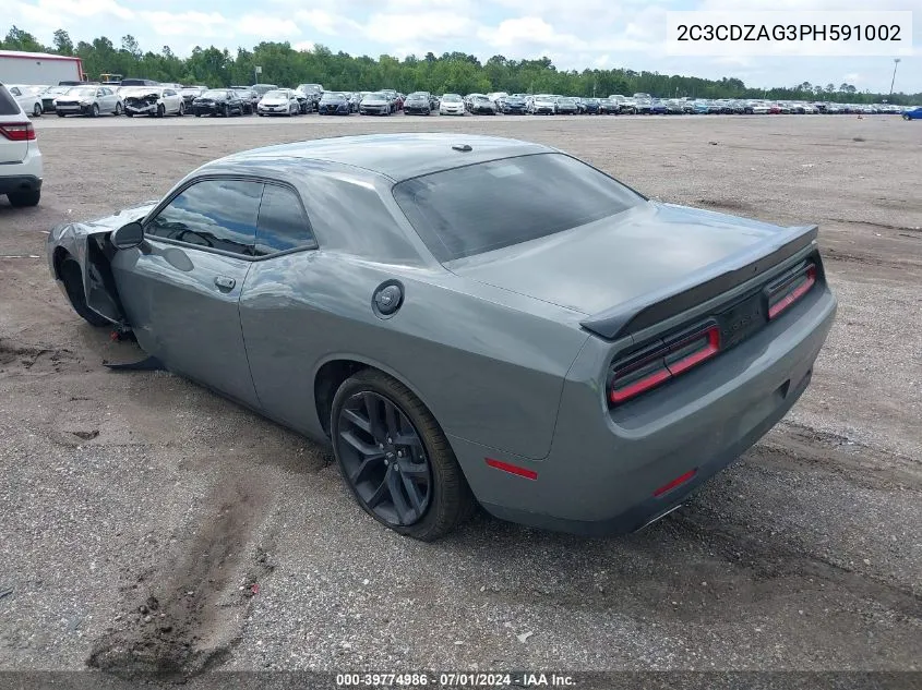 2023 Dodge Challenger Sxt VIN: 2C3CDZAG3PH591002 Lot: 39774986