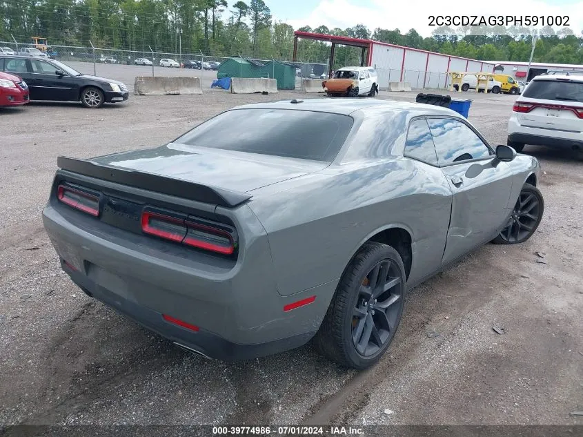 2023 Dodge Challenger Sxt VIN: 2C3CDZAG3PH591002 Lot: 39774986