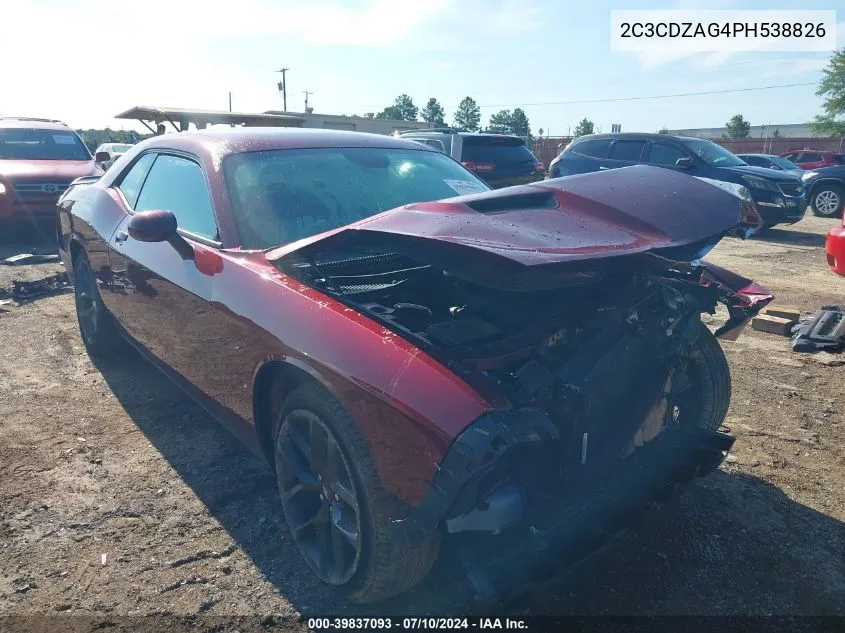 2023 Dodge Challenger Sxt VIN: 2C3CDZAG4PH538826 Lot: 39837093