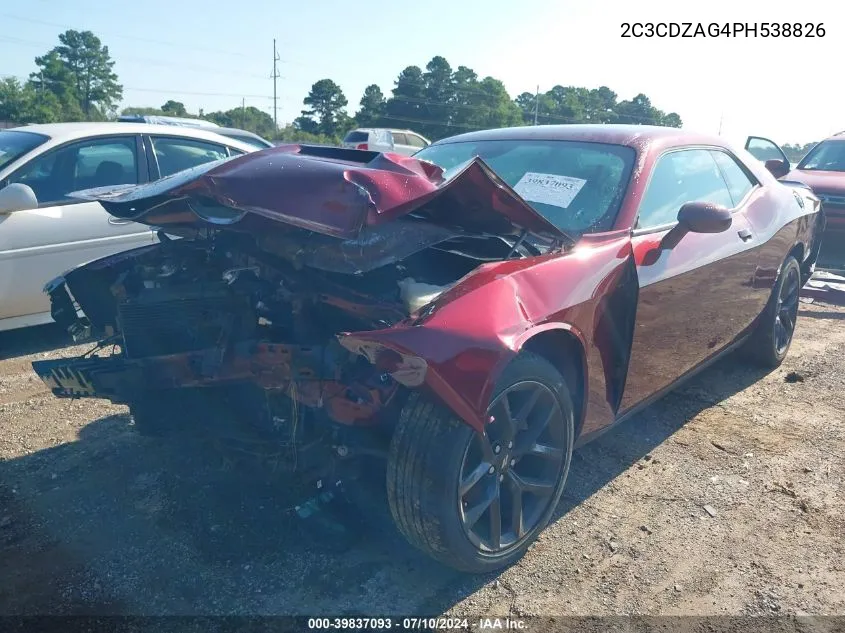 2023 Dodge Challenger Sxt VIN: 2C3CDZAG4PH538826 Lot: 39837093