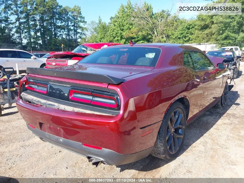 2023 Dodge Challenger Sxt VIN: 2C3CDZAG4PH538826 Lot: 39837093