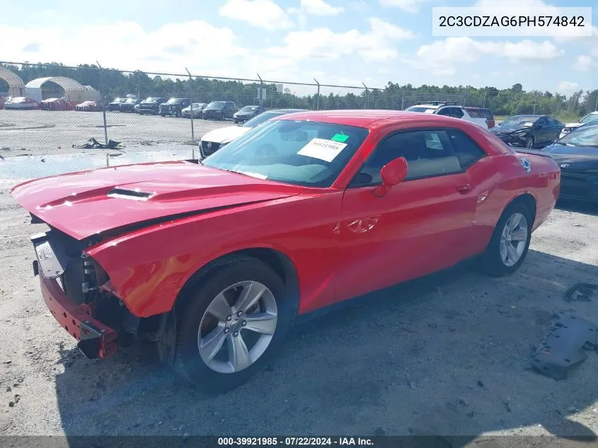 2023 Dodge Challenger Sxt VIN: 2C3CDZAG6PH574842 Lot: 39921985