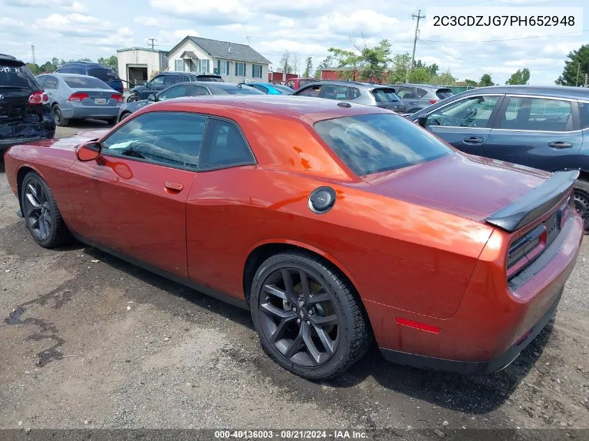 2023 Dodge Challenger Gt VIN: 2C3CDZJG7PH652948 Lot: 40136003