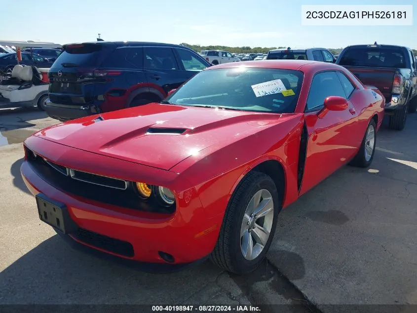 2023 Dodge Challenger Sxt VIN: 2C3CDZAG1PH526181 Lot: 40198947