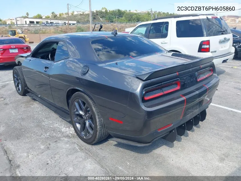 2023 Dodge Challenger R/T VIN: 2C3CDZBT6PH605860 Lot: 40280261