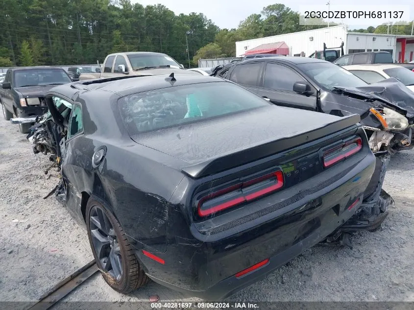 2023 Dodge Challenger R/T VIN: 2C3CDZBT0PH681137 Lot: 40281697