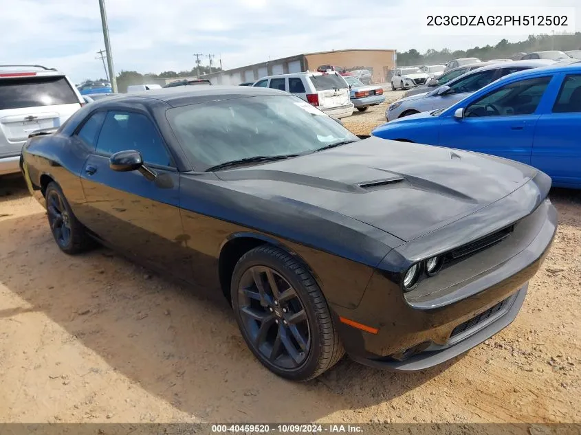 2023 Dodge Challenger Sxt VIN: 2C3CDZAG2PH512502 Lot: 40459520